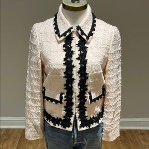 Kate Spade Madison Ave Collection tweed pink & black jacket size 2